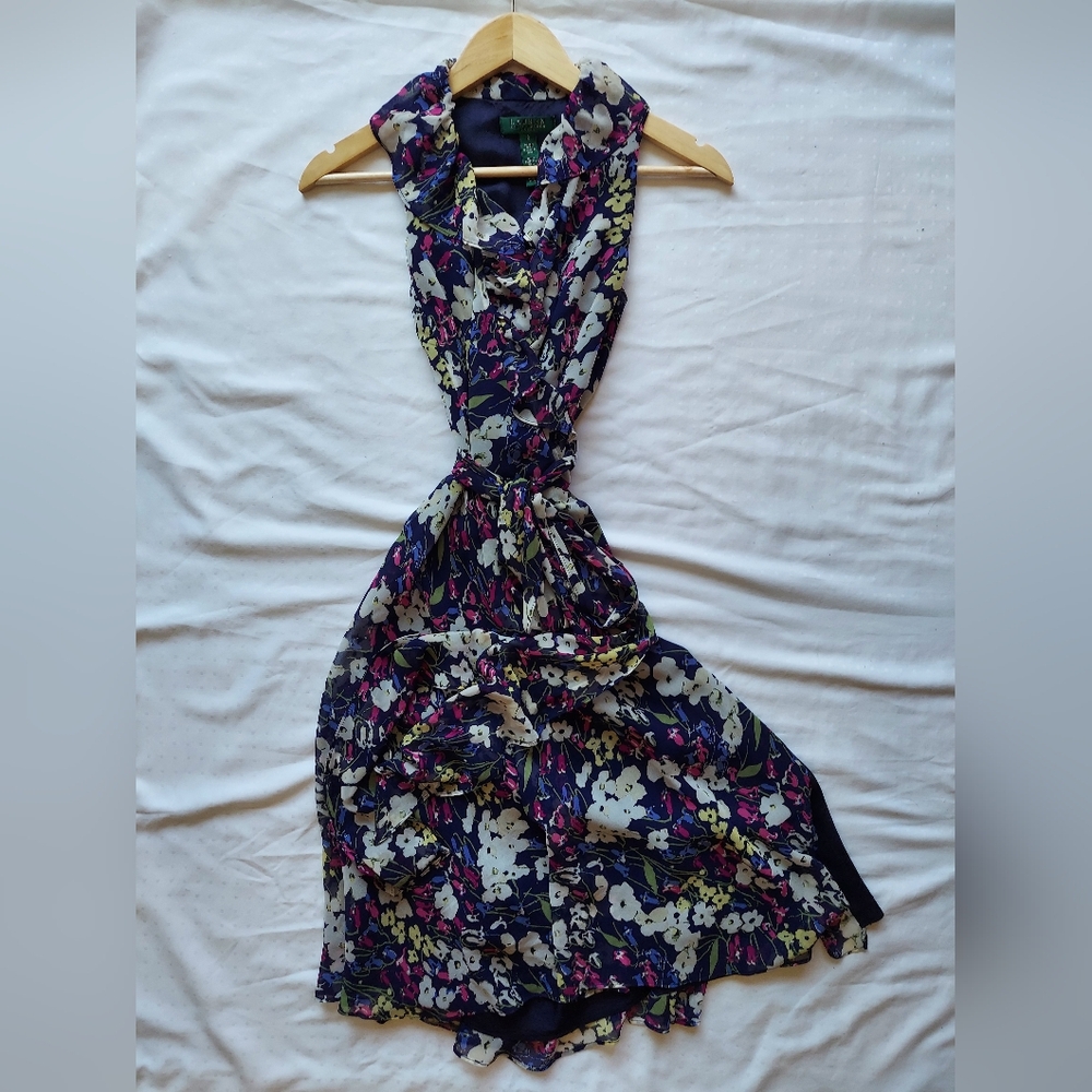 Lauren Ralph Lauren Halter Asymmetrical Sundress Purple Pink